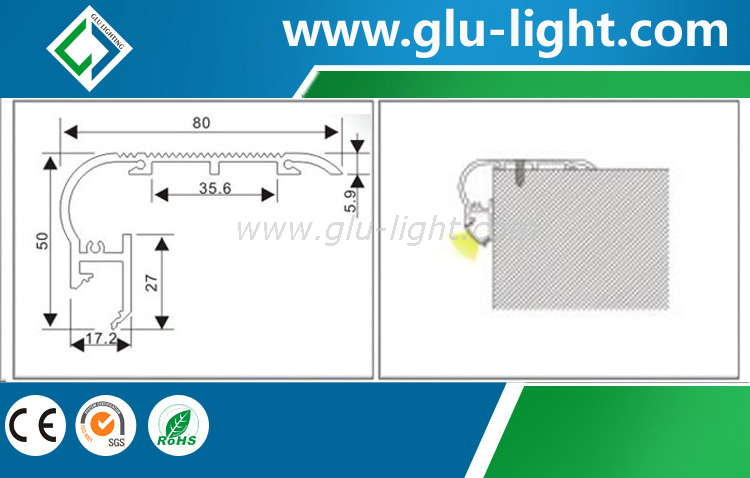 product-565-360 Aluminum LED Profile for stair, stair alu LED Extrusion with led strip
